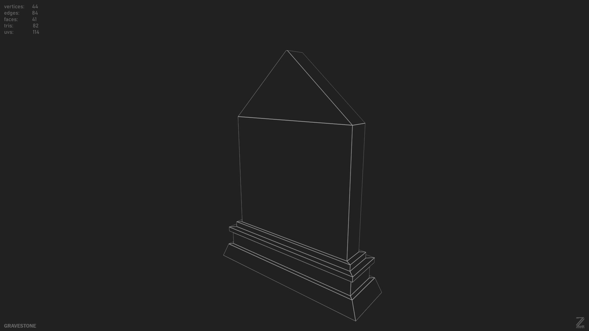 Gravestone Low-poly 3D model_14