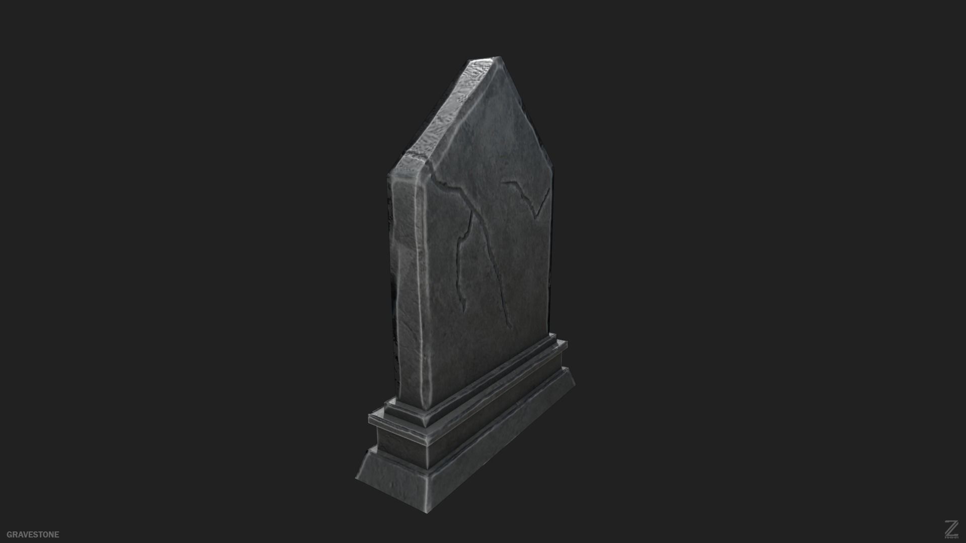Gravestone Low-poly 3D model_5