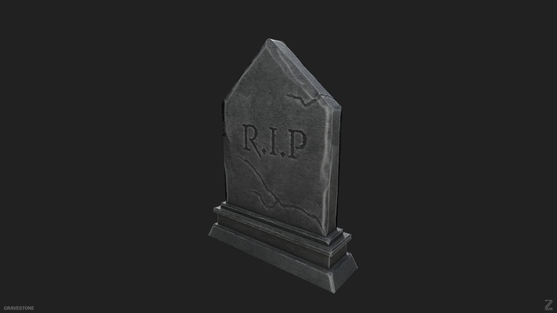 Gravestone Low-poly 3D model_3