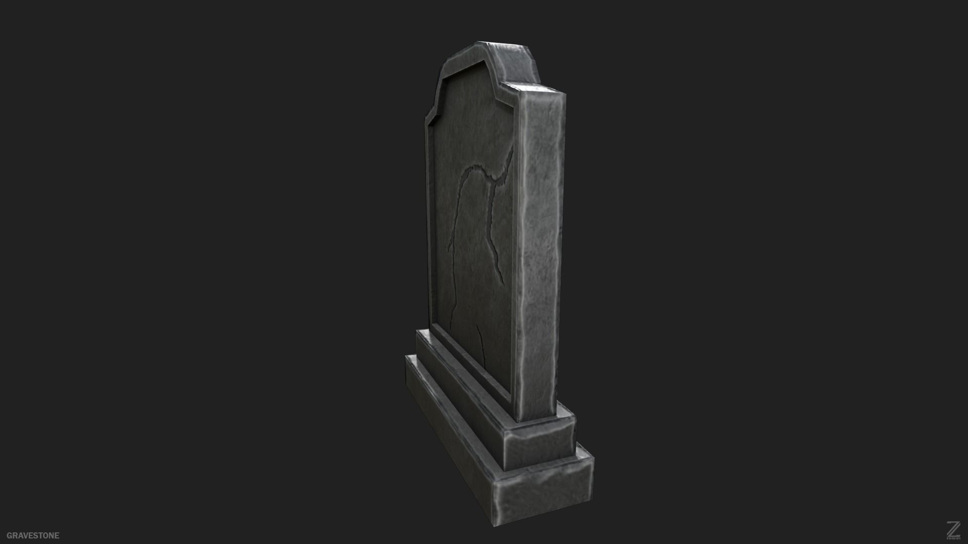 Gravestone Low-poly 3D model_9