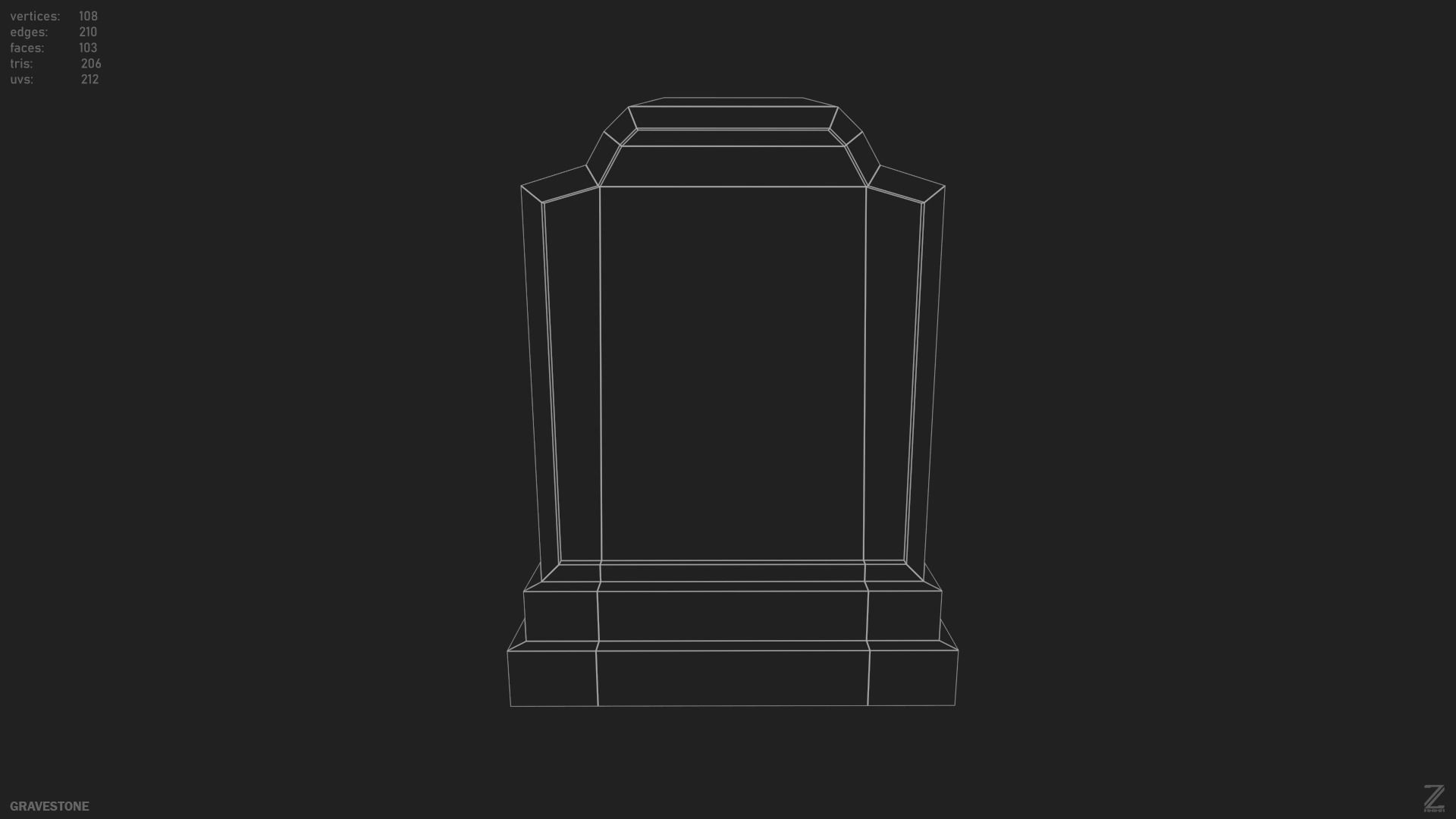 Gravestone Low-poly 3D model_2
