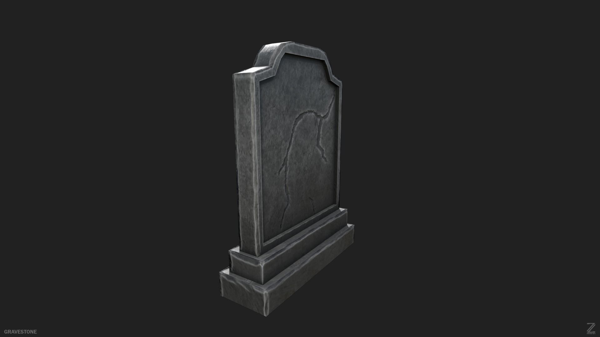 Gravestone Low-poly 3D model_5
