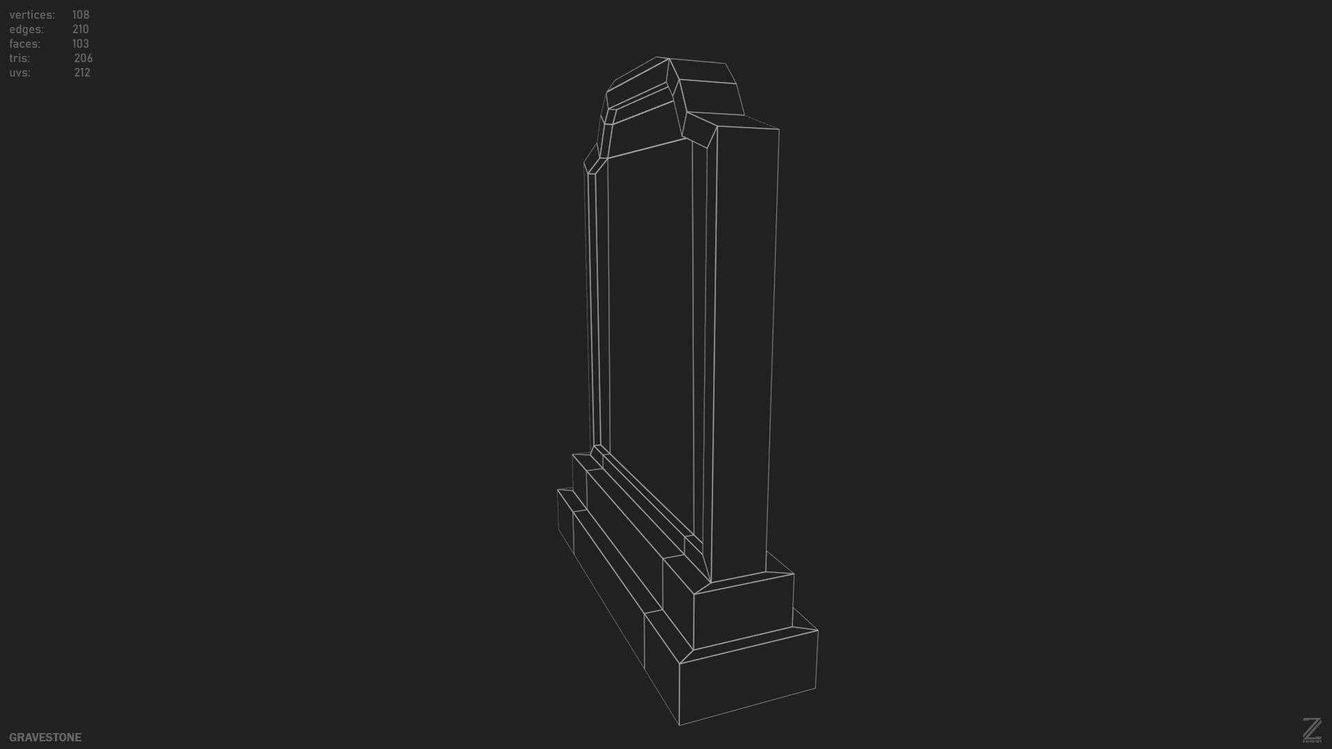 Gravestone Low-poly 3D model_15