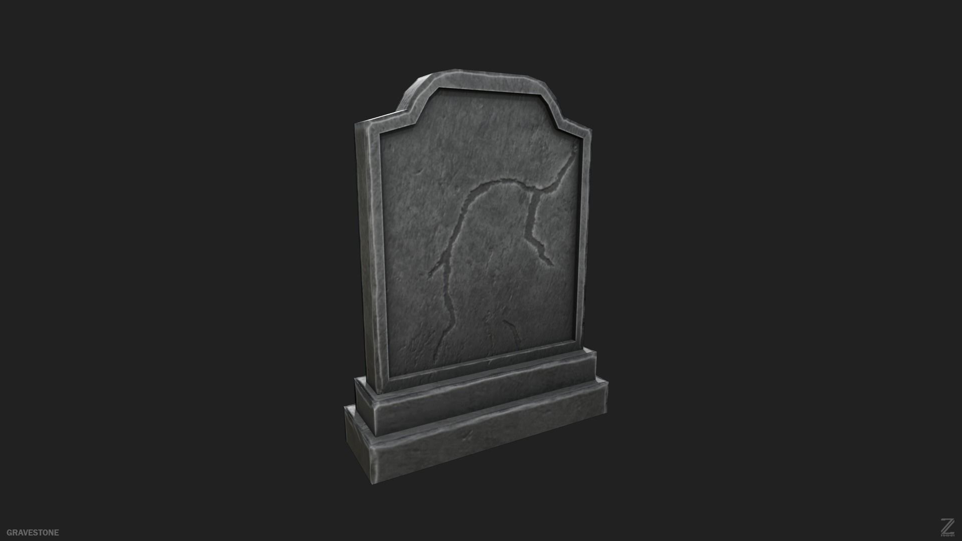 Gravestone Low-poly 3D model_6