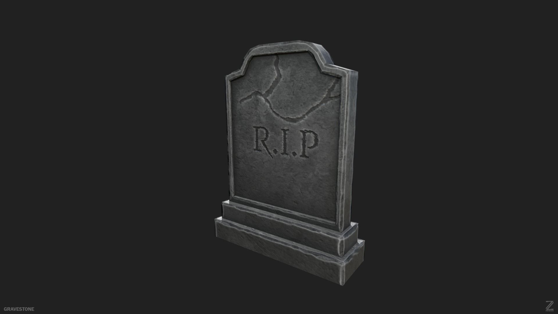 Gravestone Low-poly 3D model_3