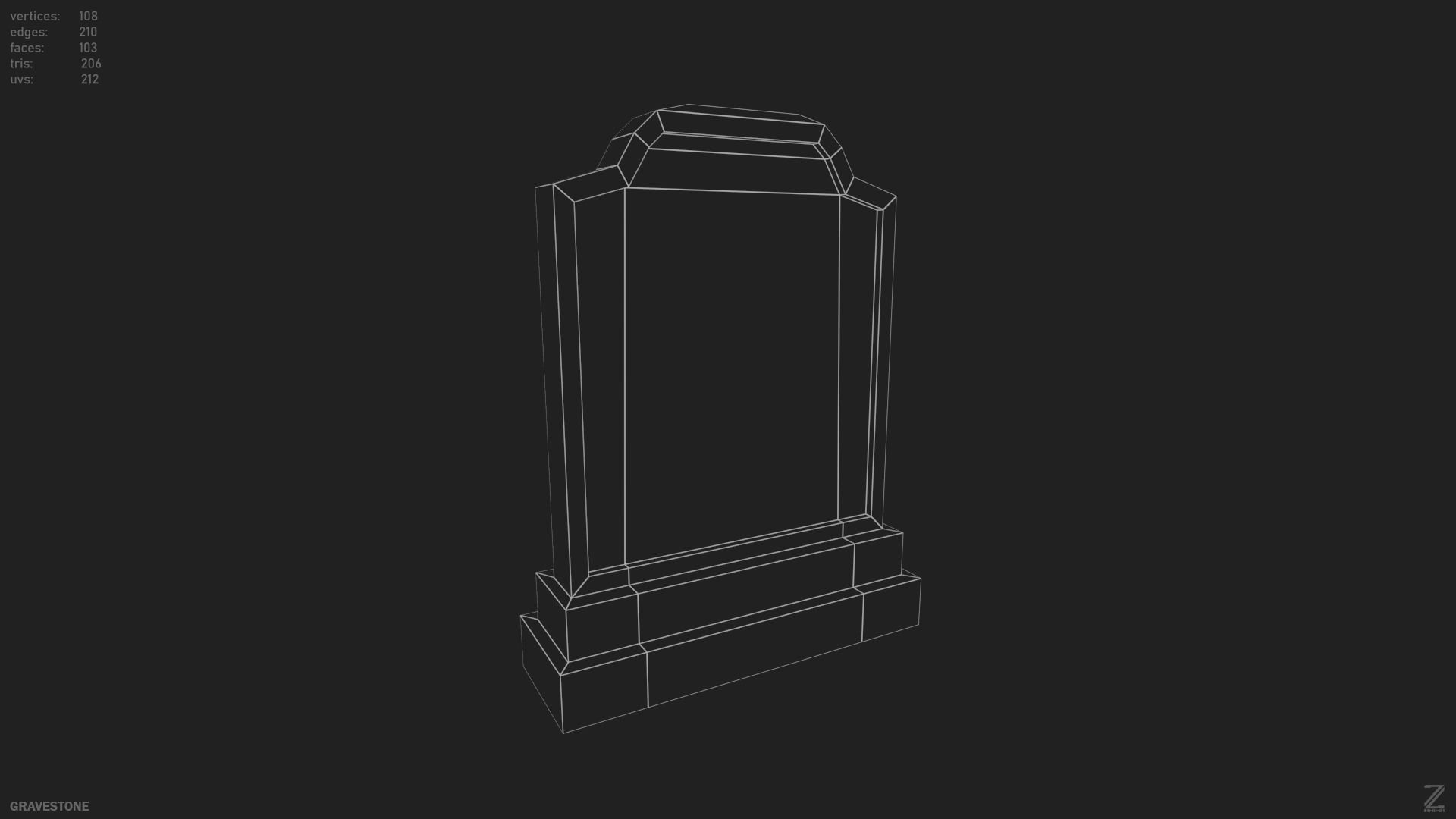 Gravestone Low-poly 3D model_13