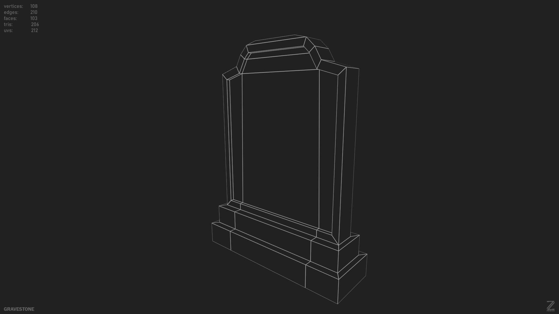 Gravestone Low-poly 3D model_14