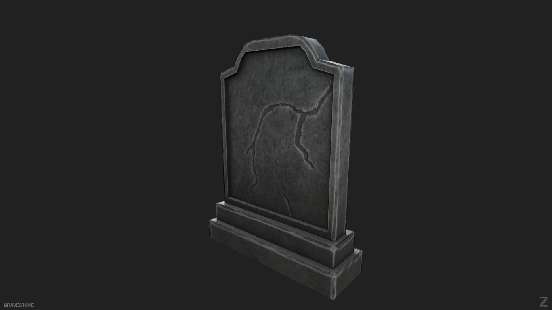Gravestone Low-poly 3D model_8