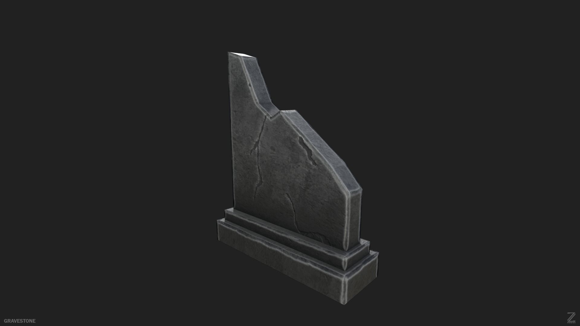 Gravestone Low-poly 3D model_8