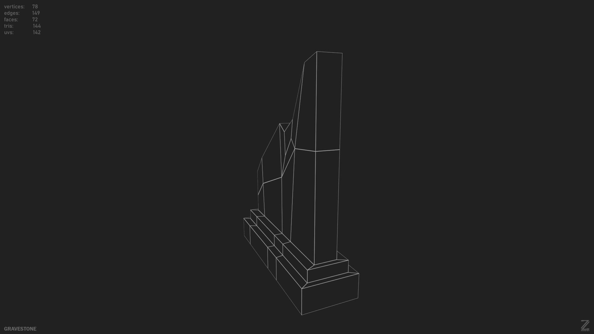 Gravestone Low-poly 3D model_11