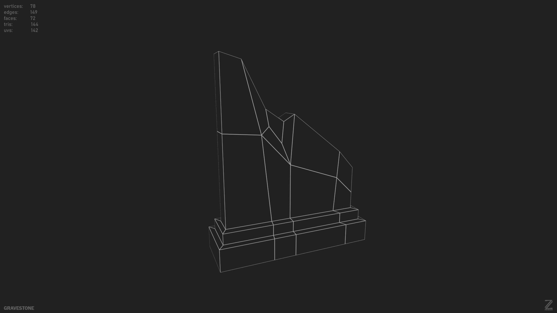 Gravestone Low-poly 3D model_2