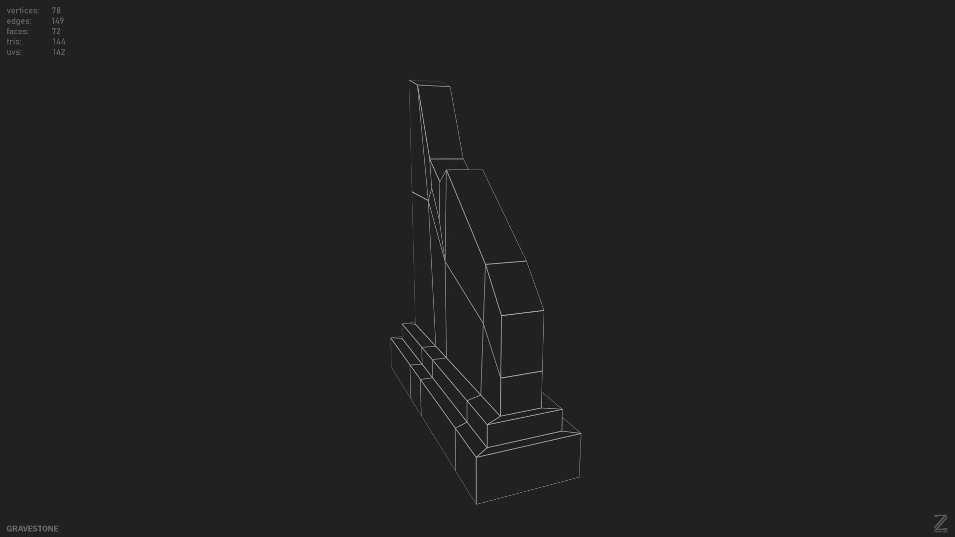 Gravestone Low-poly 3D model_15