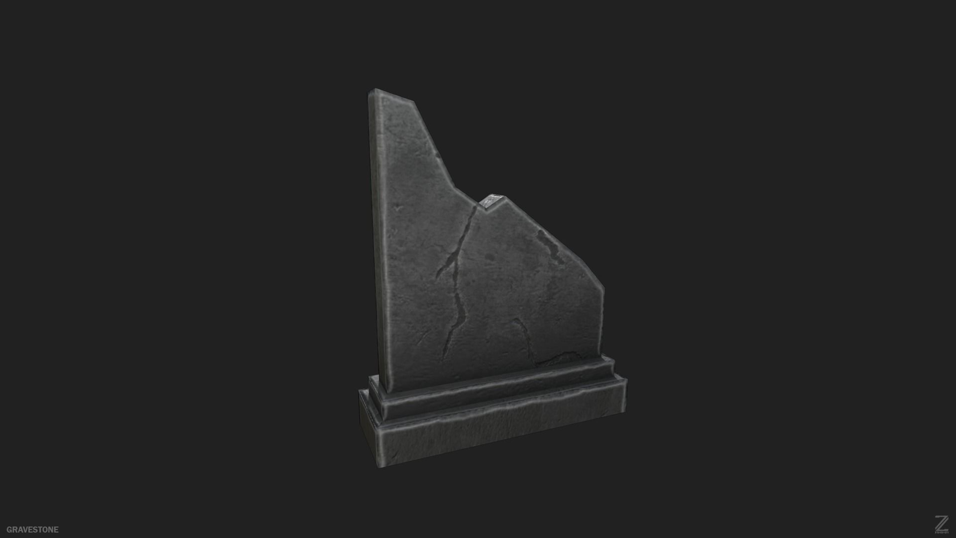 Gravestone Low-poly 3D model_6