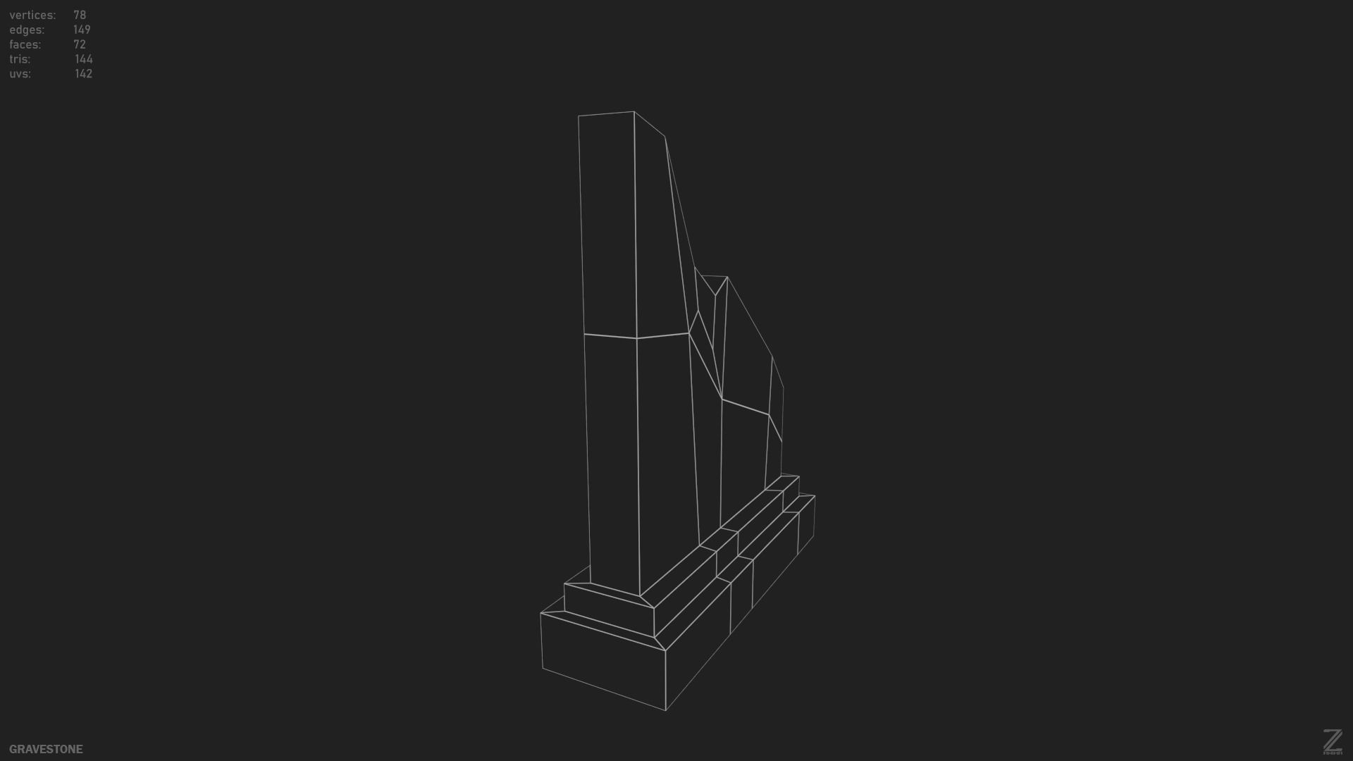 Gravestone Low-poly 3D model_12