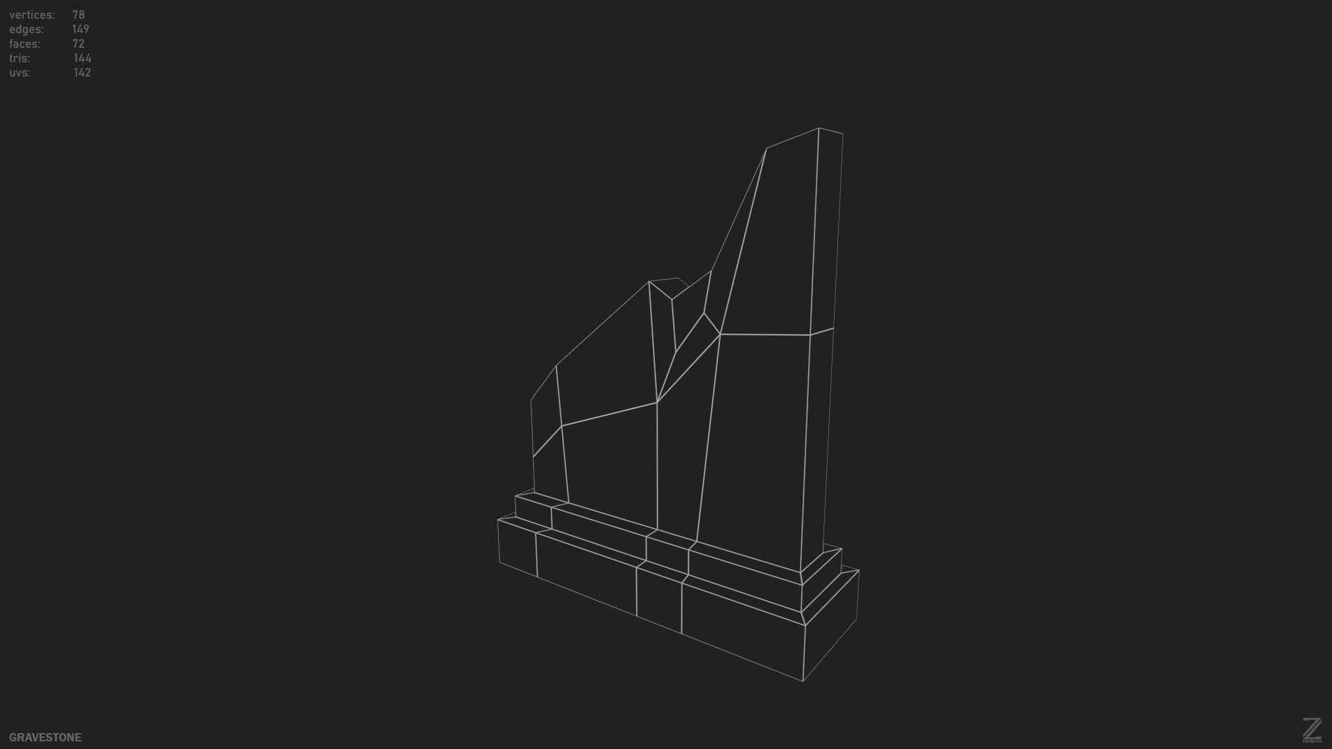 Gravestone Low-poly 3D model_10