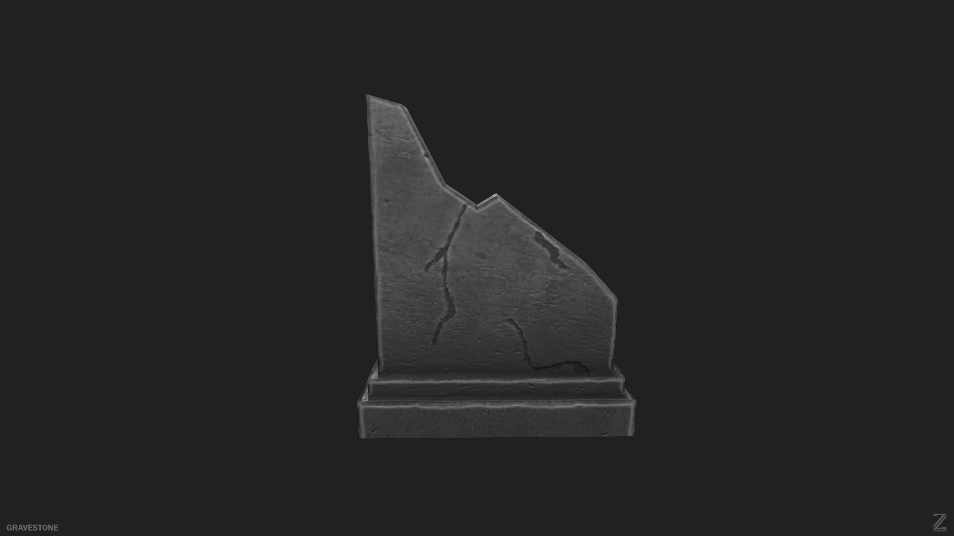 Gravestone Low-poly 3D model_7