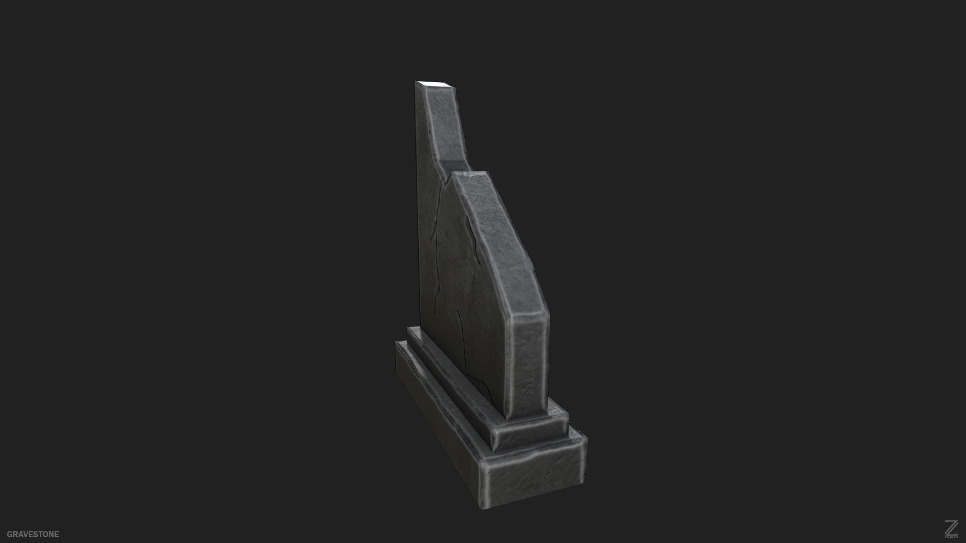 Gravestone Low-poly 3D model_9