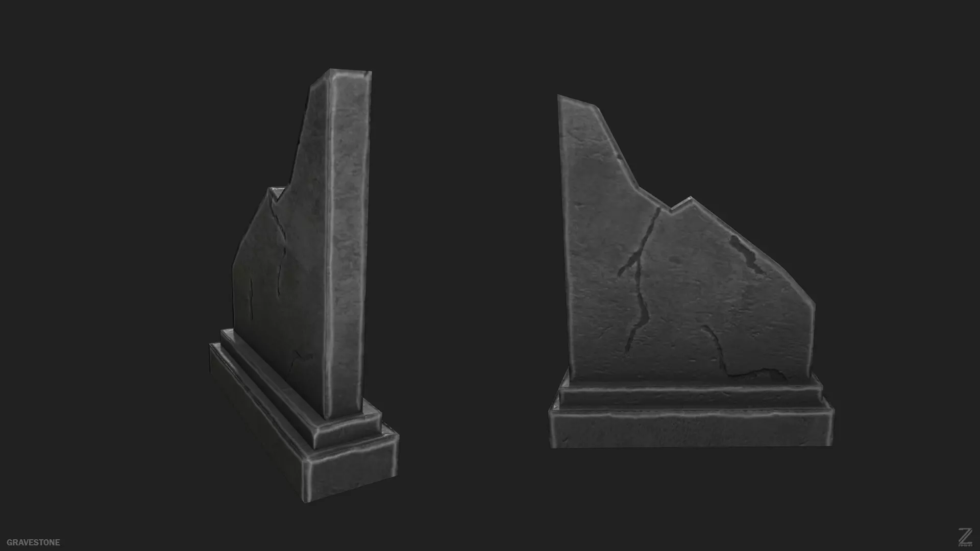 Gravestone Low-poly 3D model_0