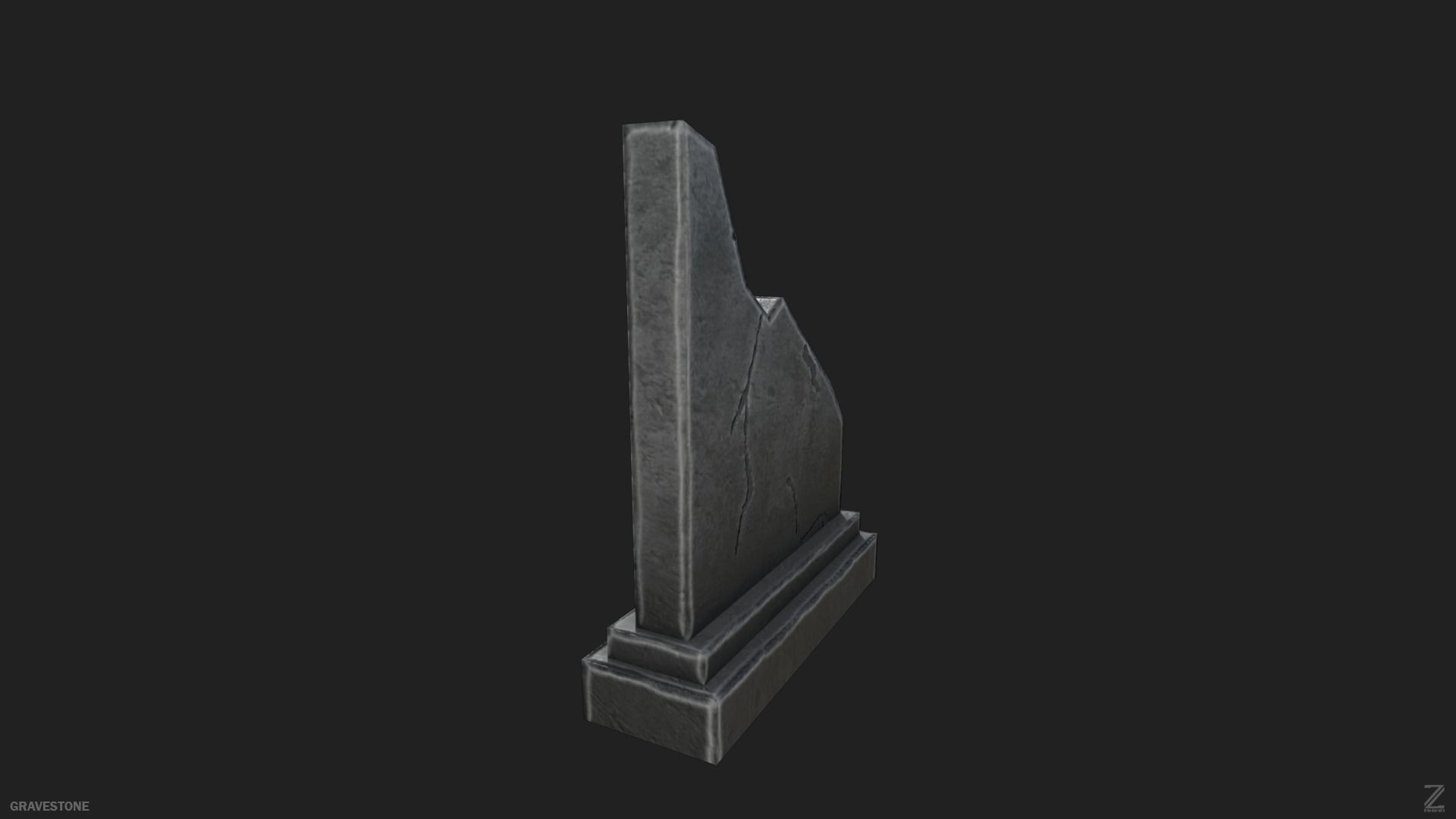 Gravestone Low-poly 3D model_5