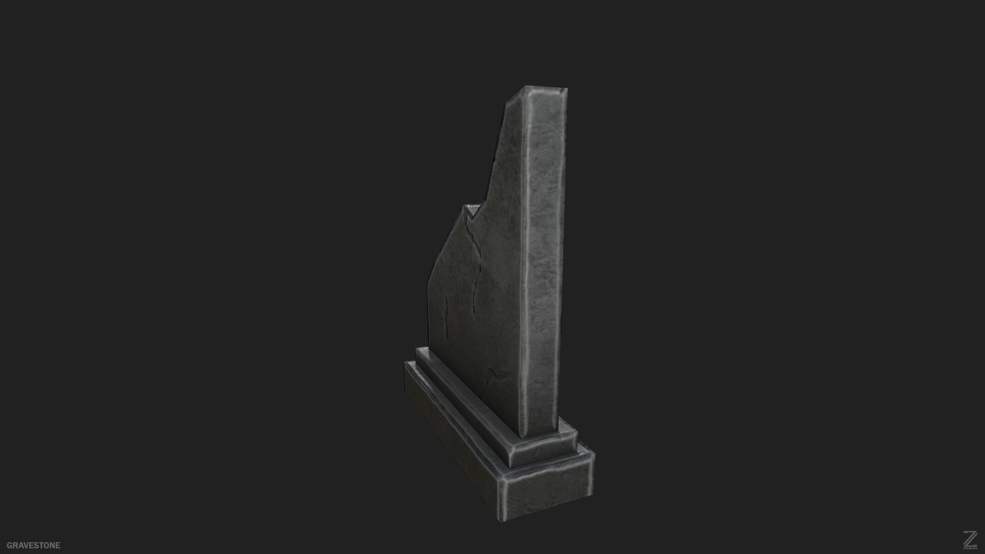Gravestone Low-poly 3D model_4