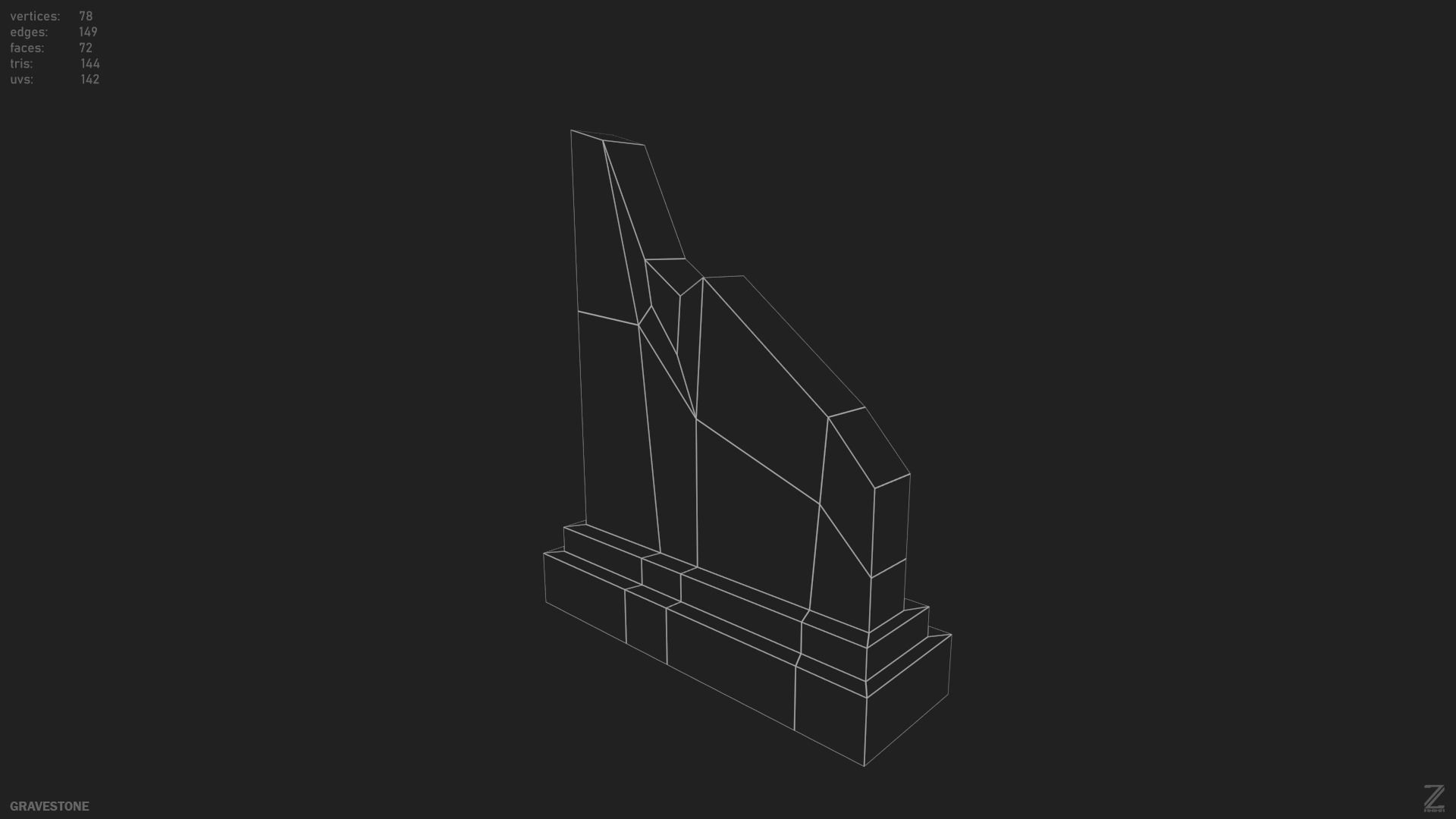 Gravestone Low-poly 3D model_14