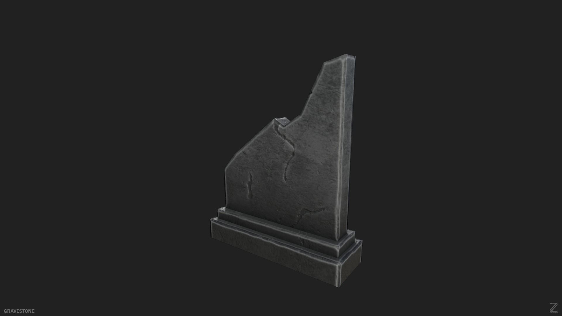 Gravestone Low-poly 3D model_3