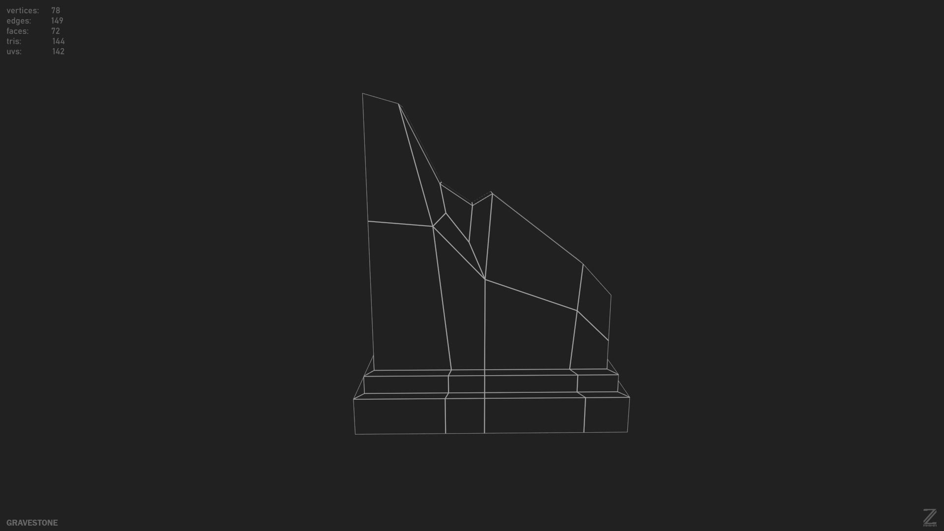 Gravestone Low-poly 3D model_13