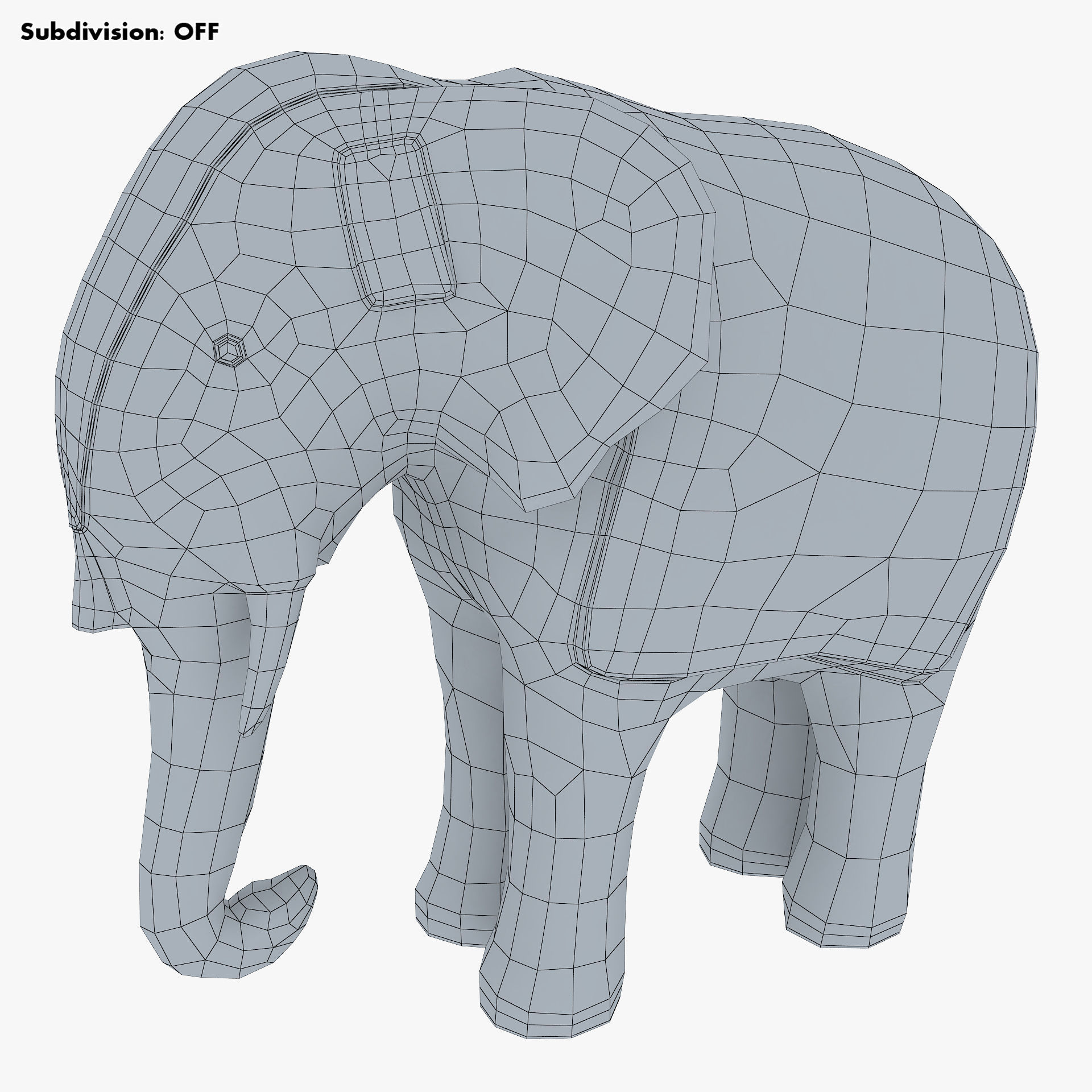 Elephant Wooden Statue v 1 3D model_10