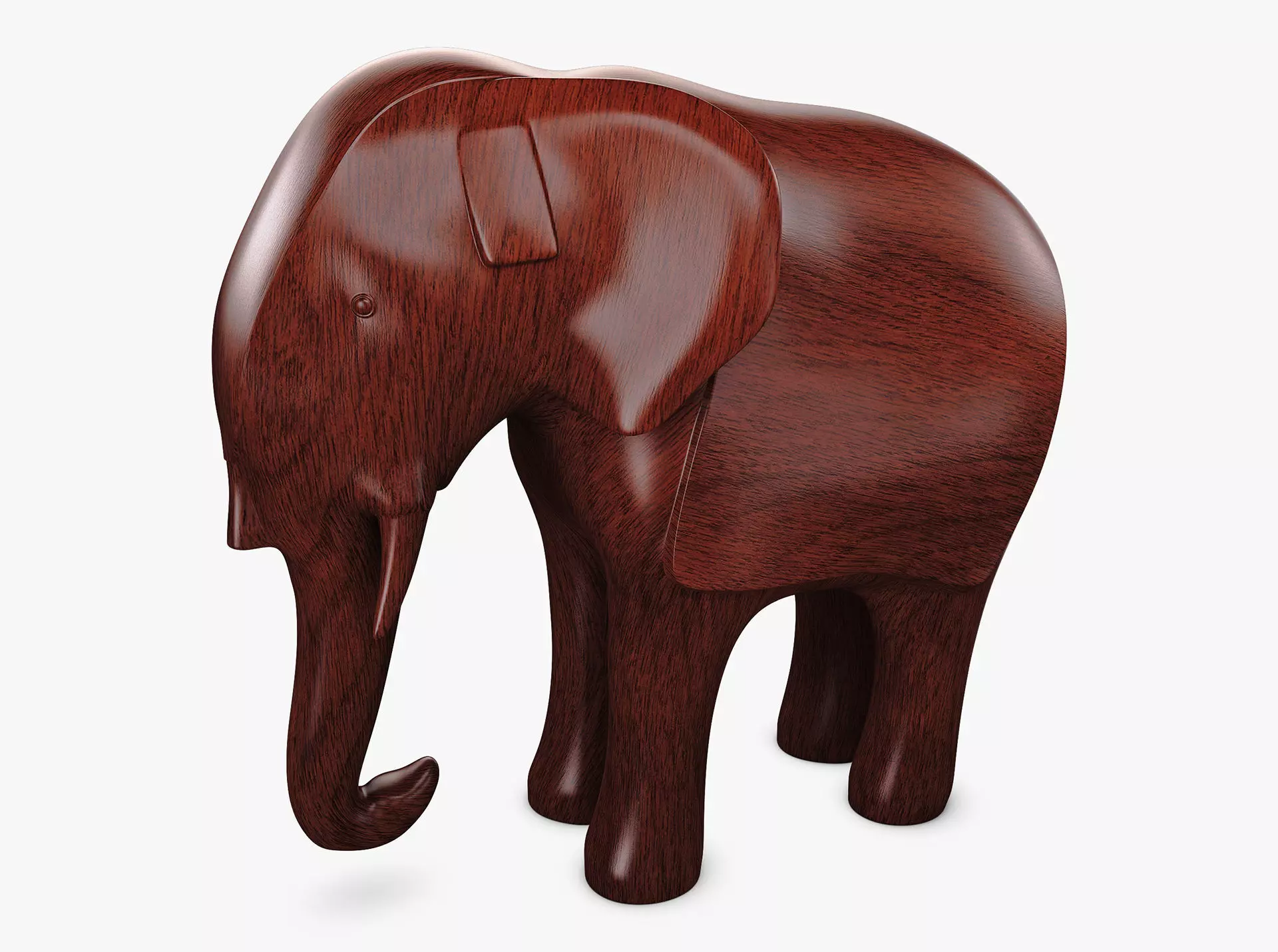Elephant Wooden Statue v 1 3D model_0