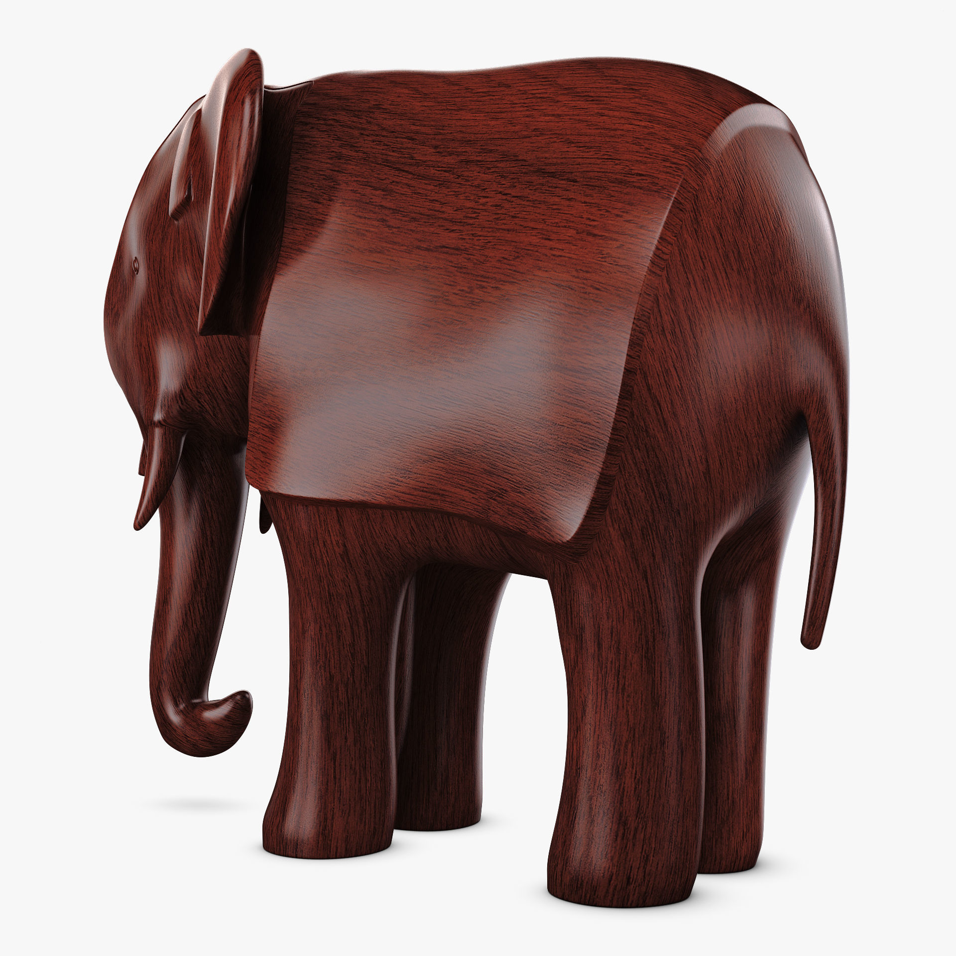 Elephant Wooden Statue v 1 3D model_4