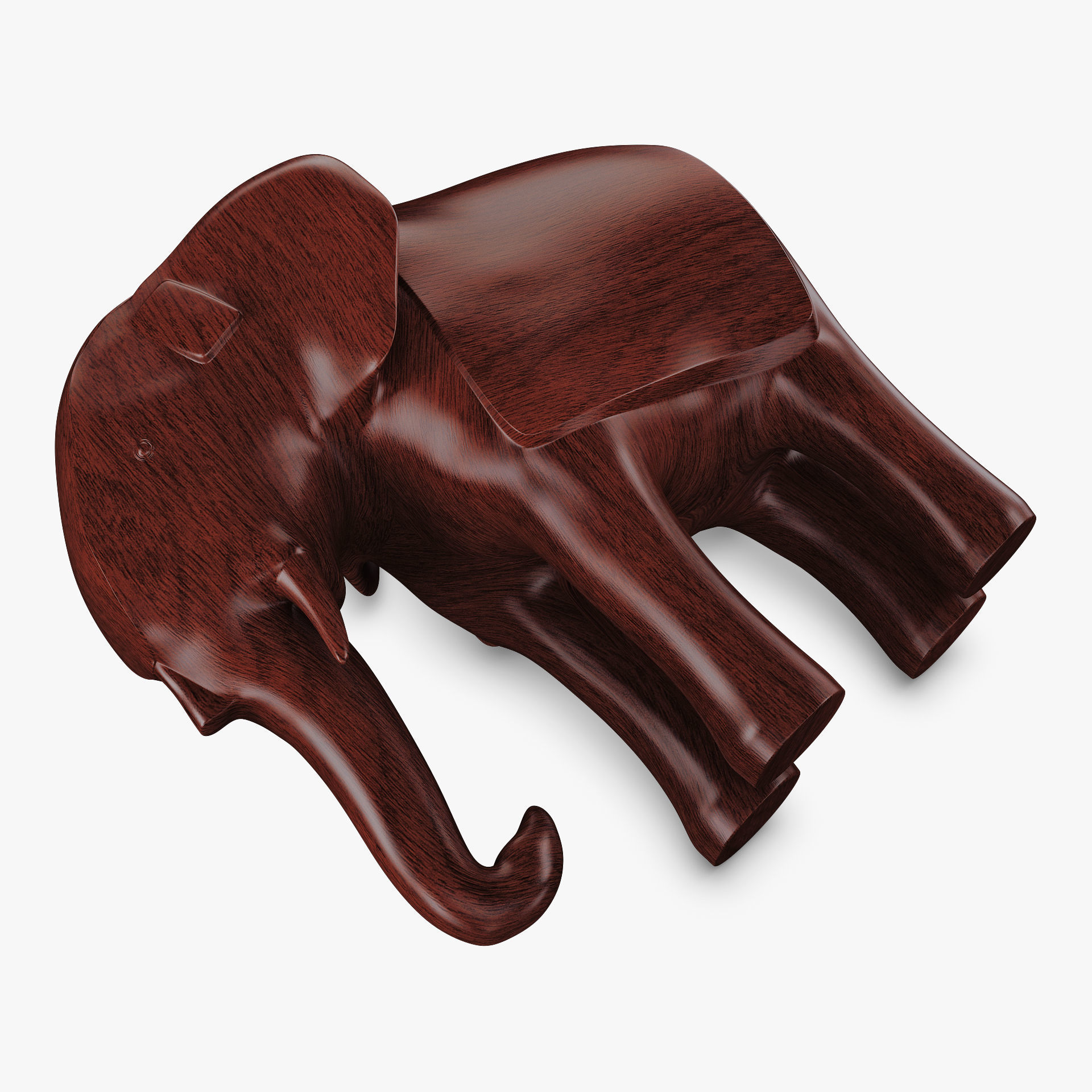 Elephant Wooden Statue v 1 3D model_8