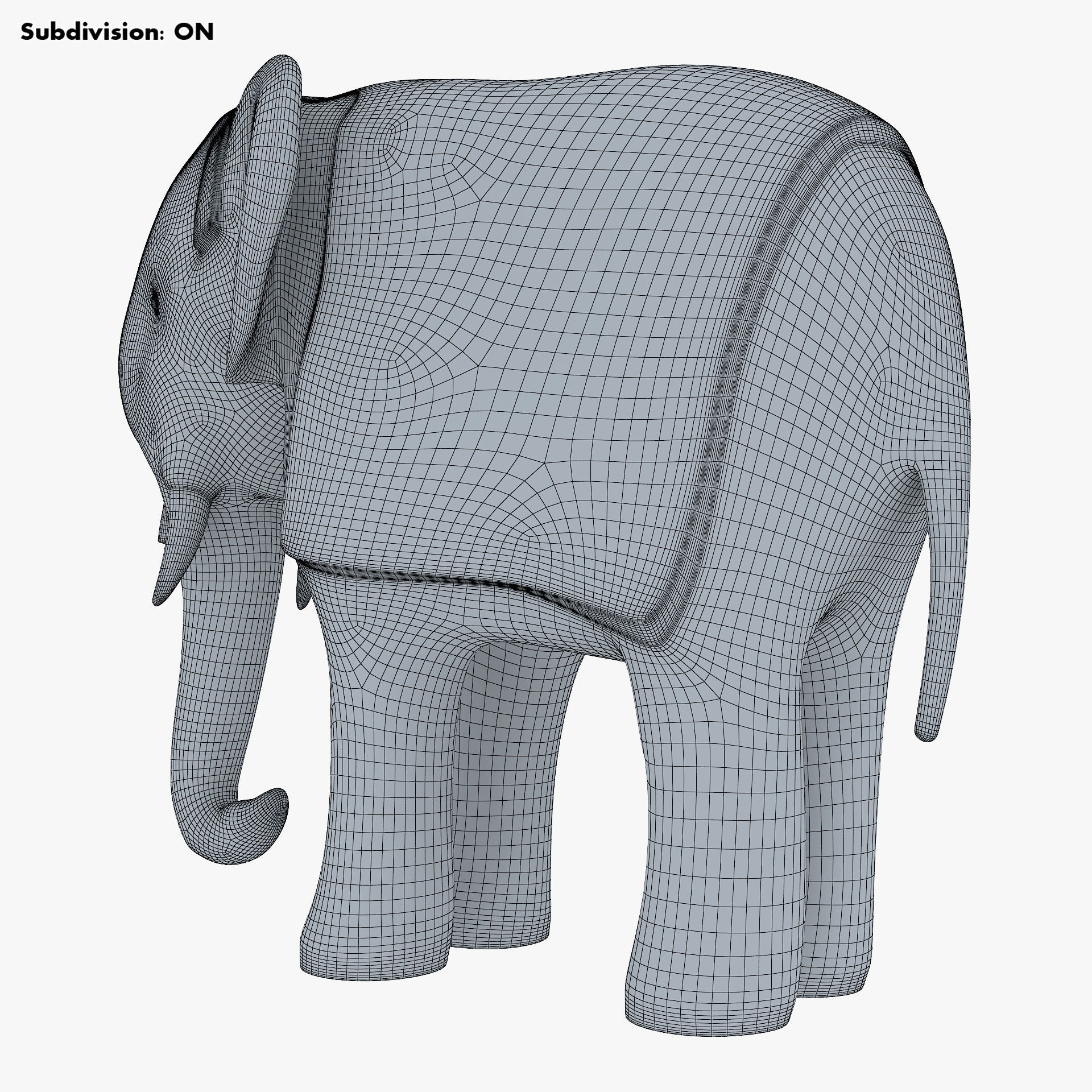 Elephant Wooden Statue v 1 3D model_17