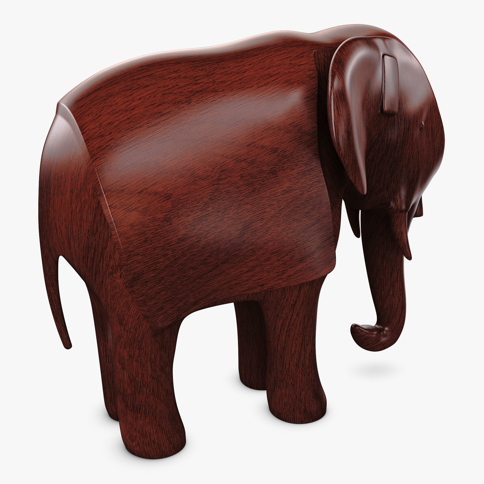 Elephant Wooden Statue v 1 3D model_1