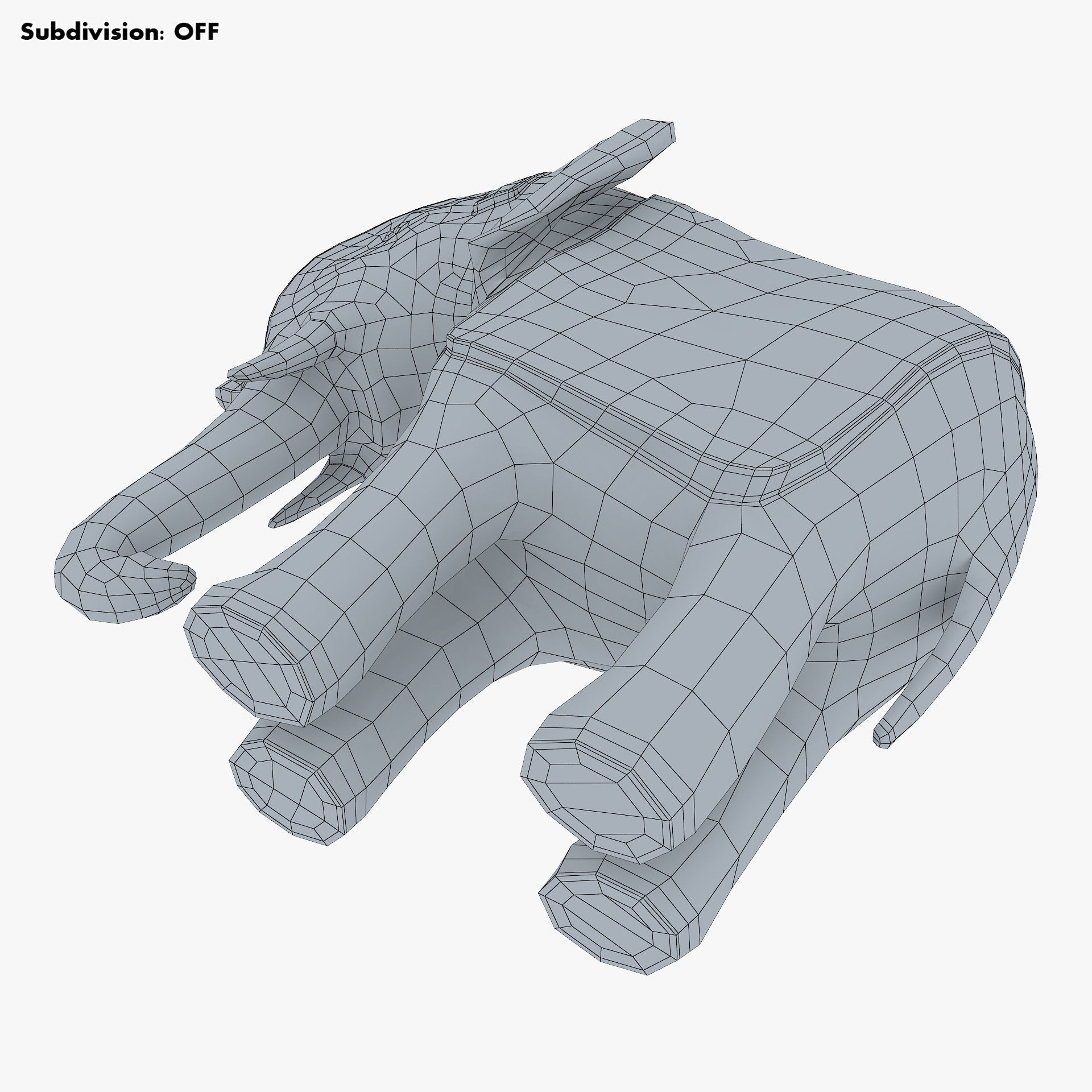 Elephant Wooden Statue v 1 3D model_24