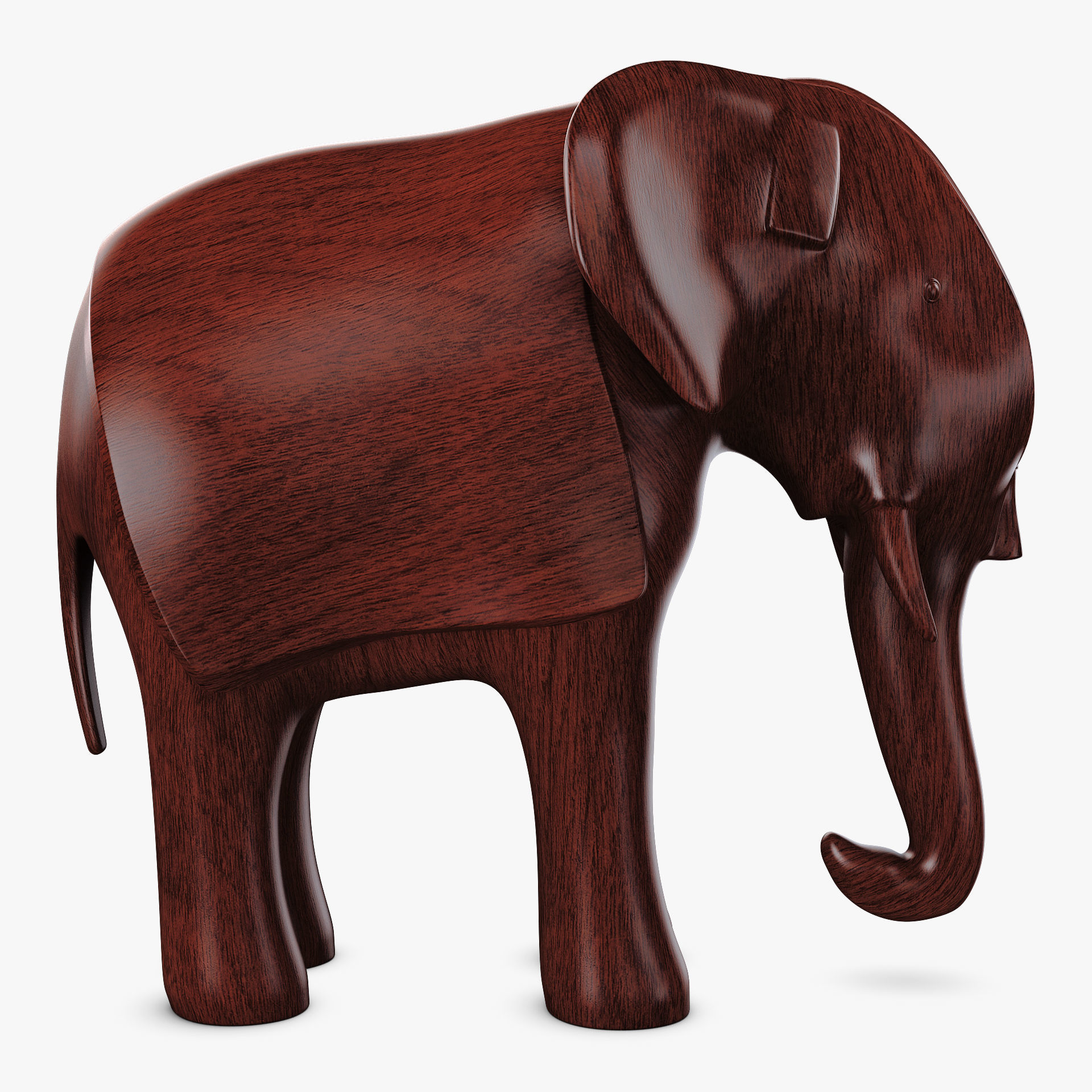 Elephant Wooden Statue v 1 3D model_2
