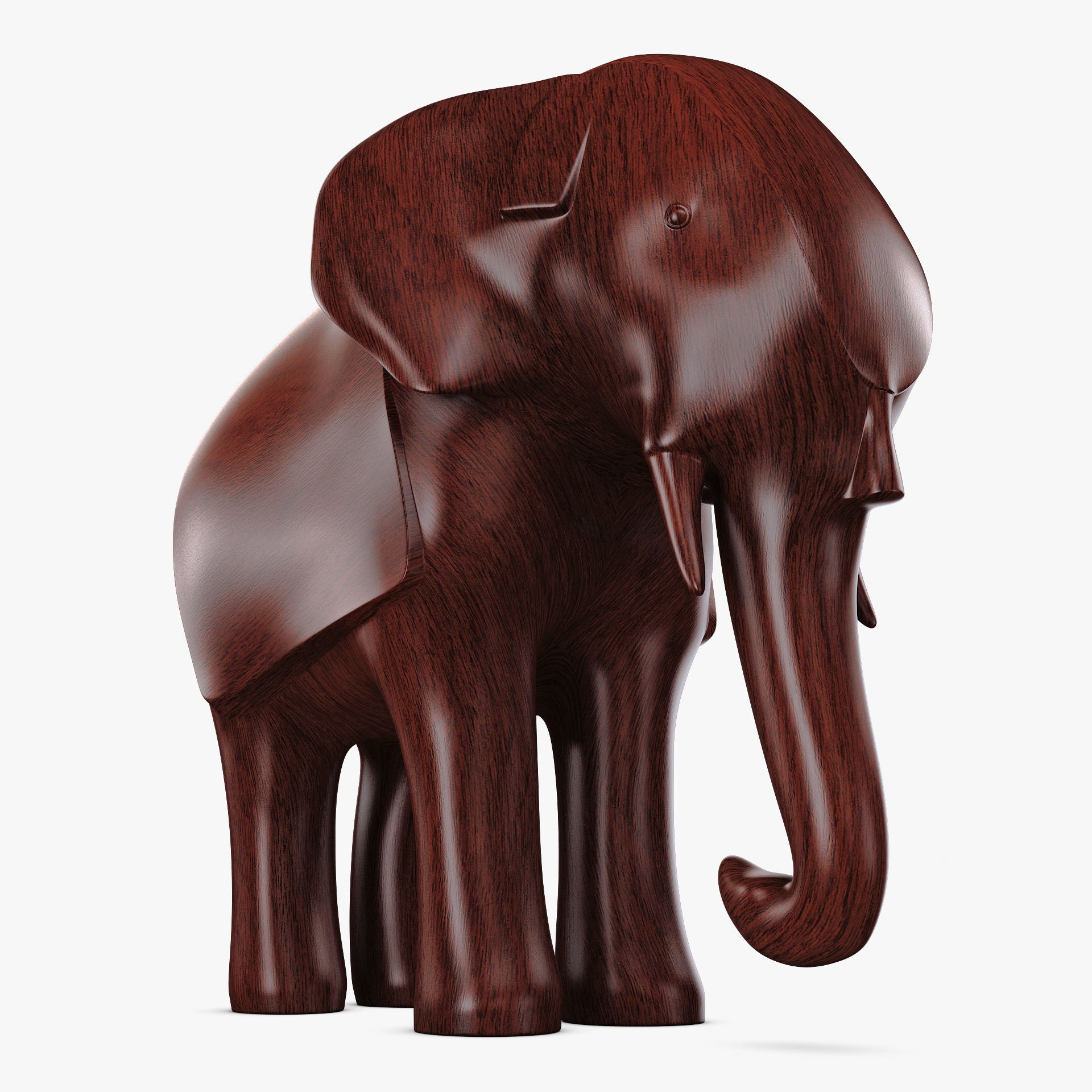 Elephant Wooden Statue v 1 3D model_3