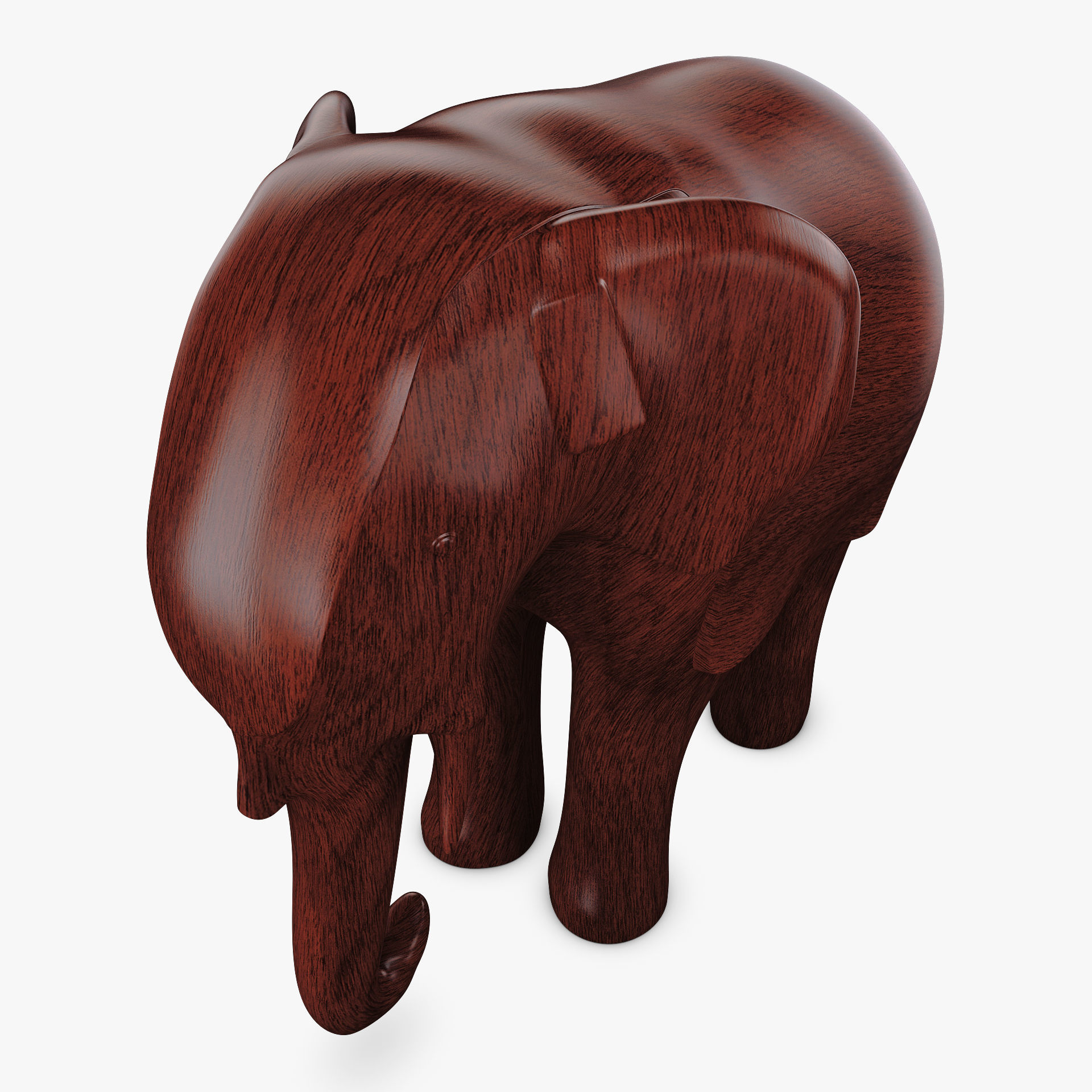 Elephant Wooden Statue v 1 3D model_5