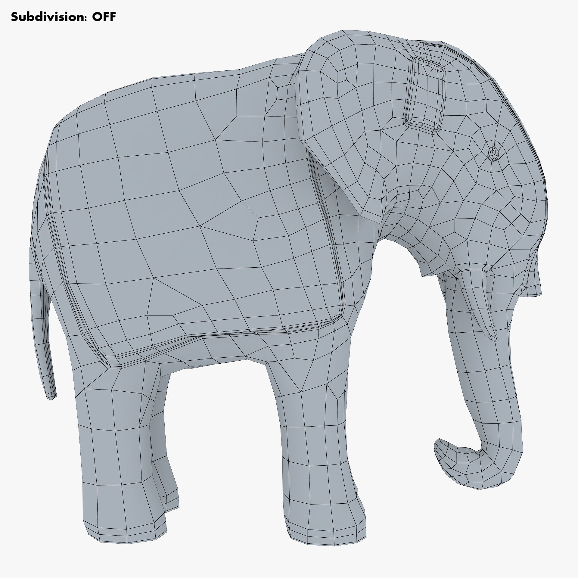Elephant Wooden Statue v 1 3D model_14