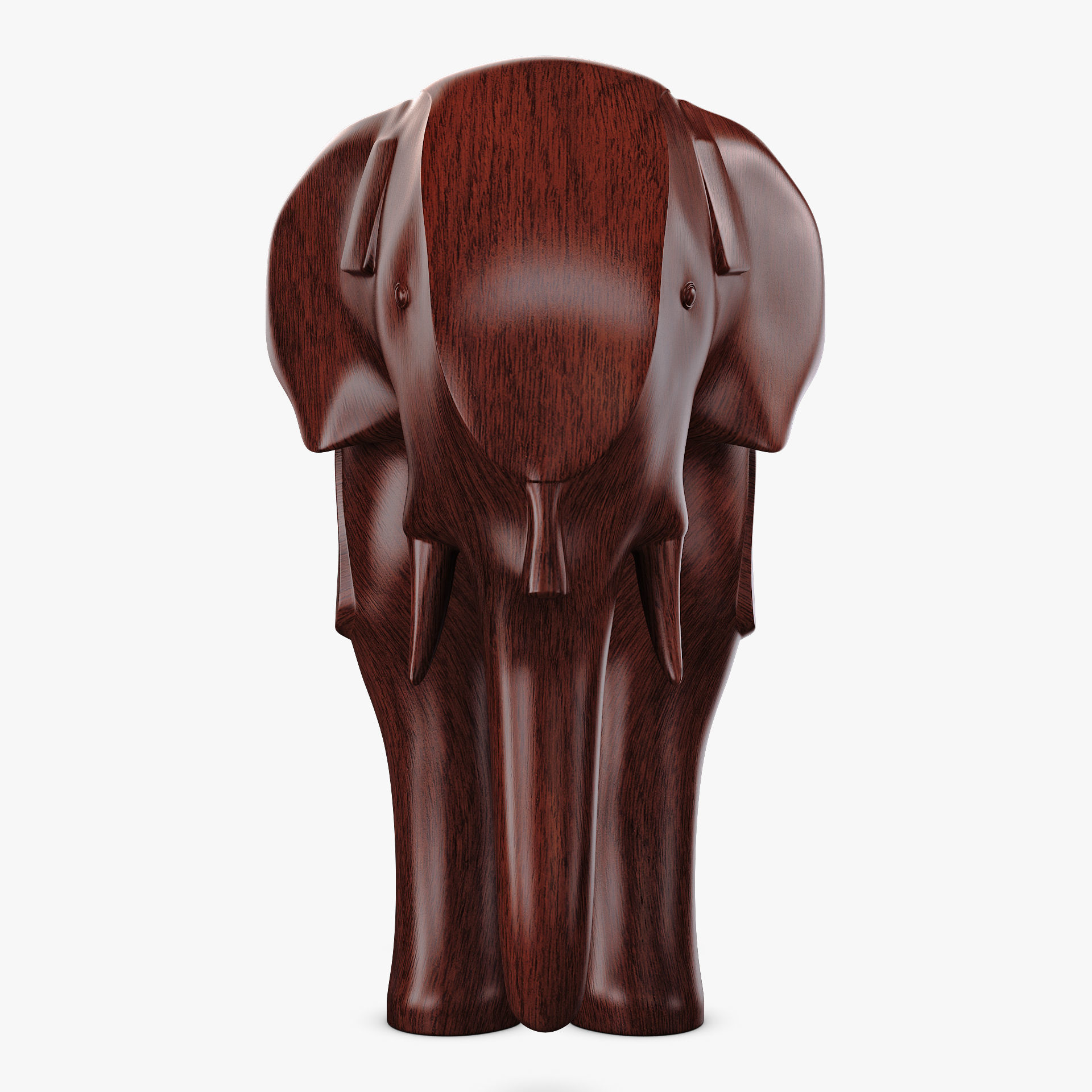 Elephant Wooden Statue v 1 3D model_6