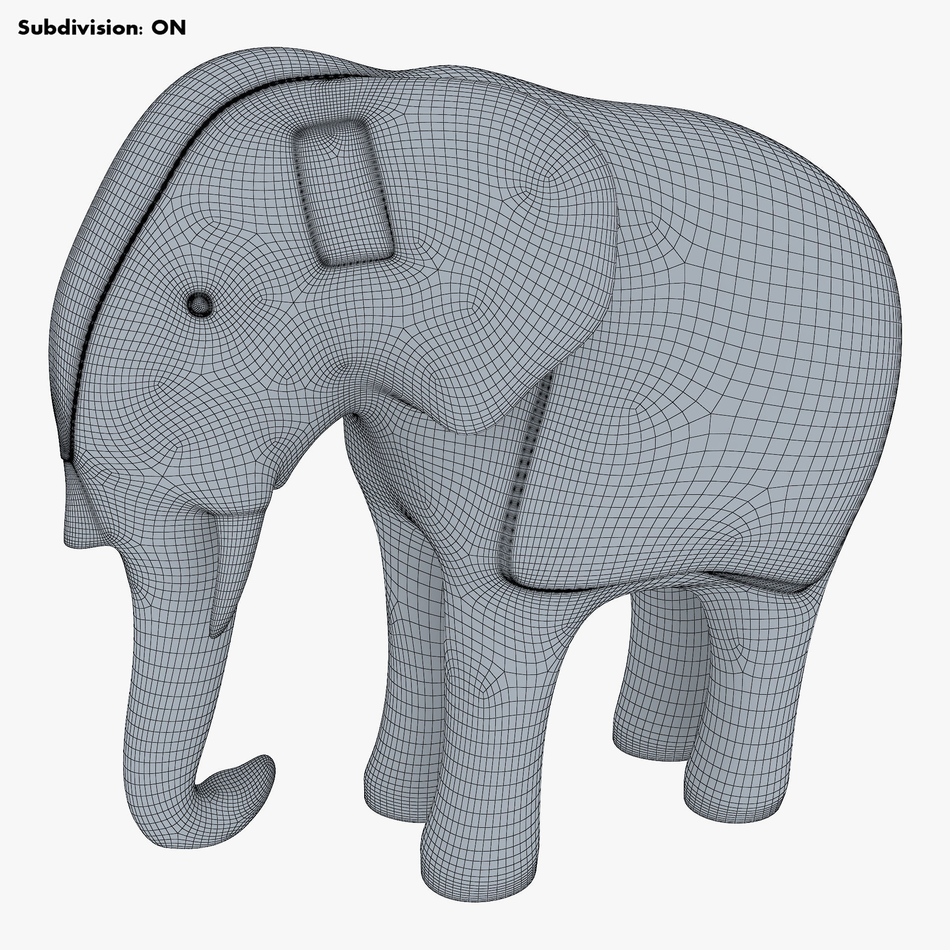 Elephant Wooden Statue v 1 3D model_9