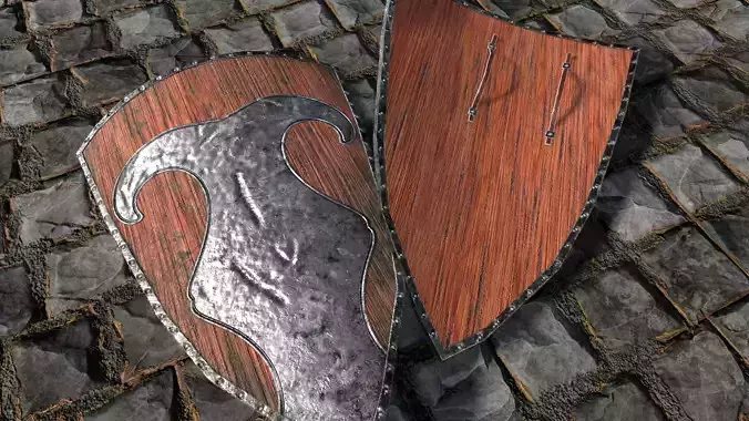 Medieval round shield with coat of arms 6 Low-poly 3D model