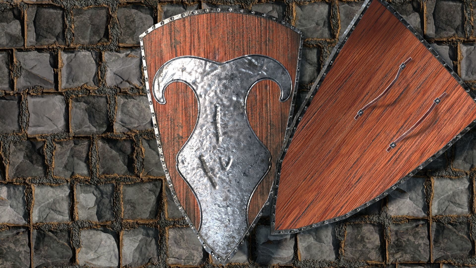 Medieval round shield with coat of arms 6 Low-poly 3D model_1