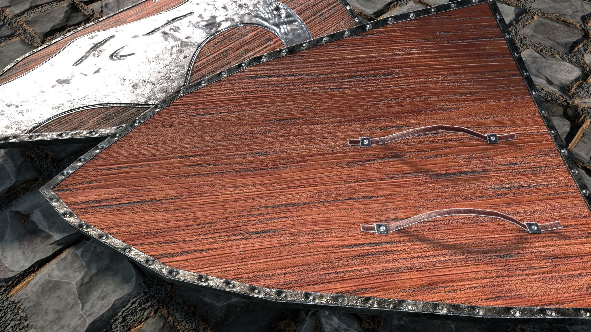 Medieval round shield with coat of arms 6 Low-poly 3D model_3