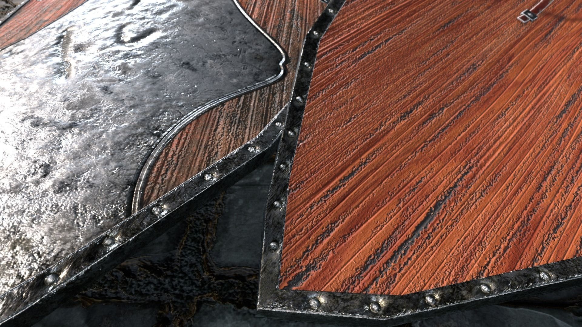 Medieval round shield with coat of arms 6 Low-poly 3D model_2