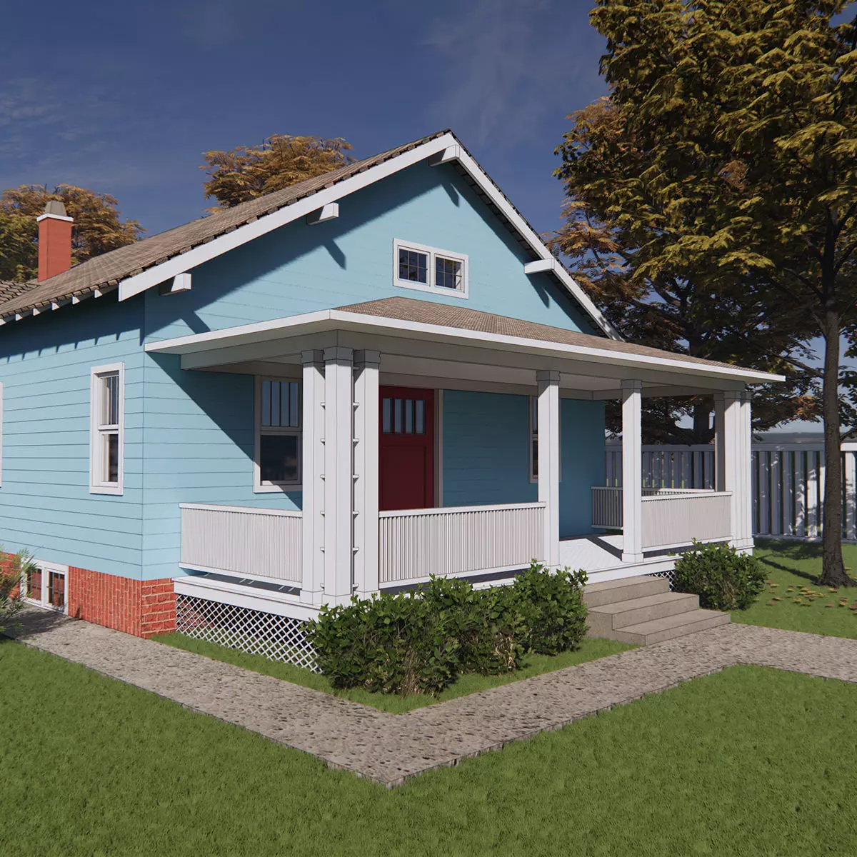 Vintage 1940s House 3D model_0