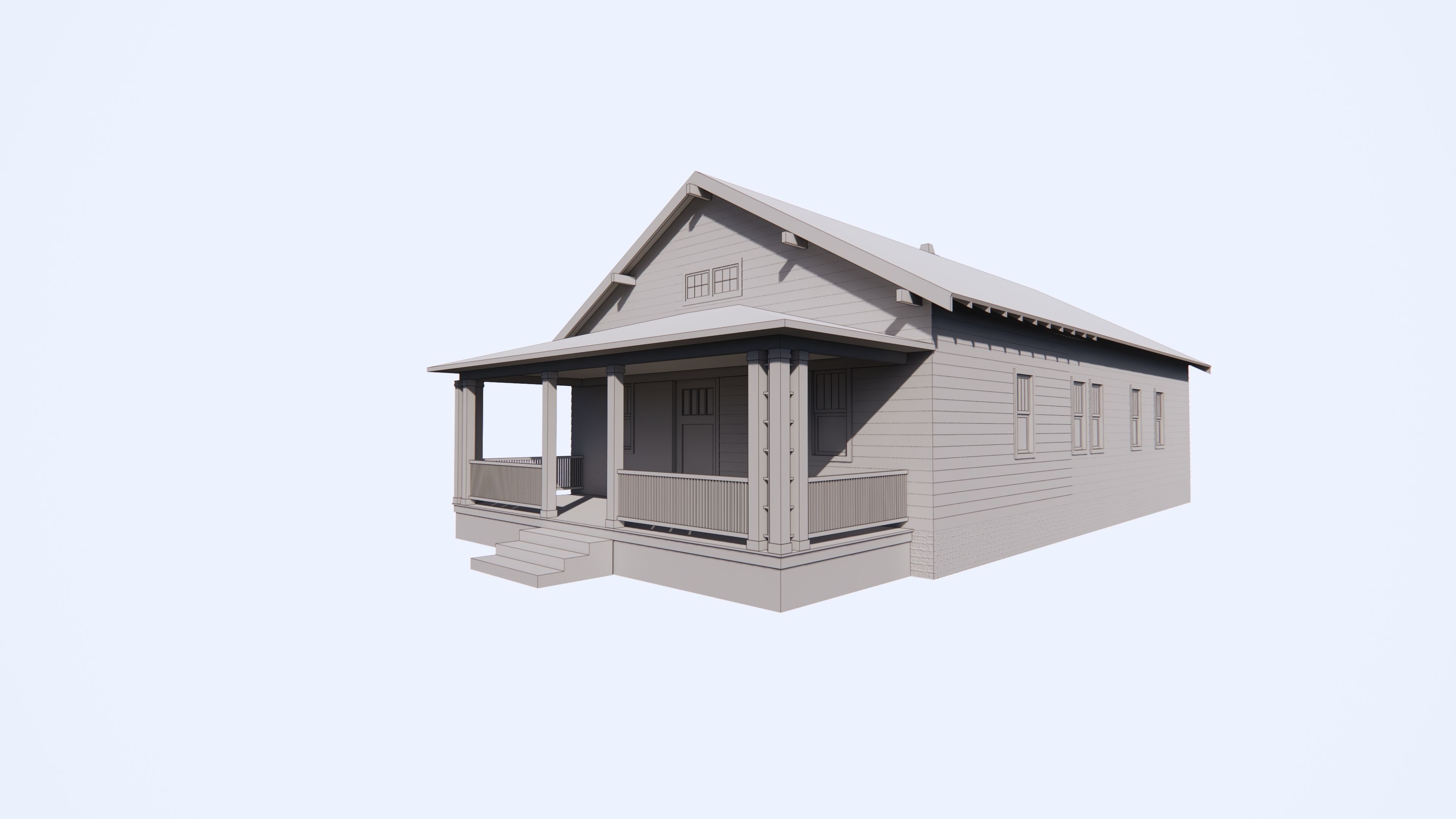 Vintage 1940s House 3D model_1