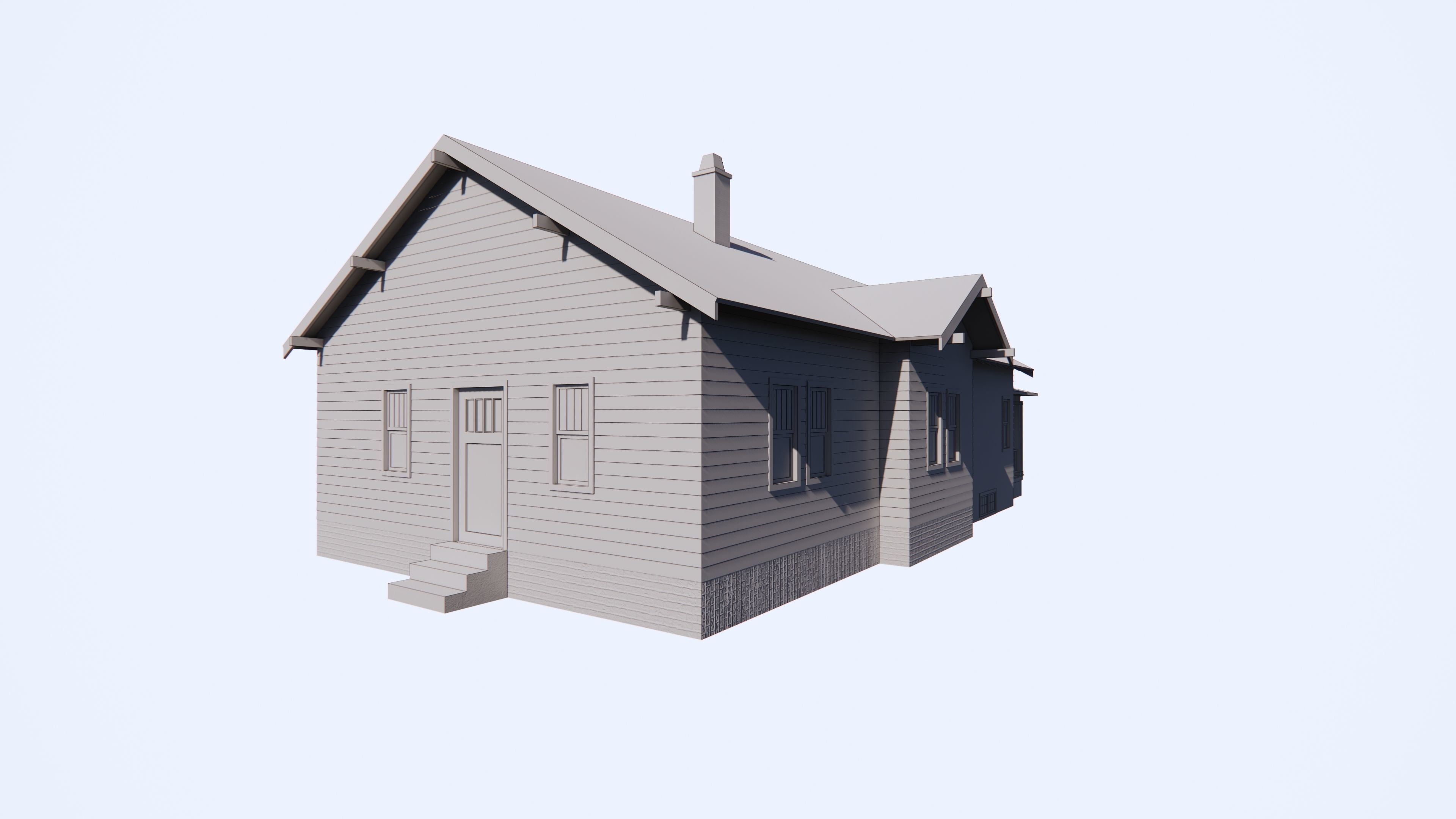 Vintage 1940s House 3D model_3