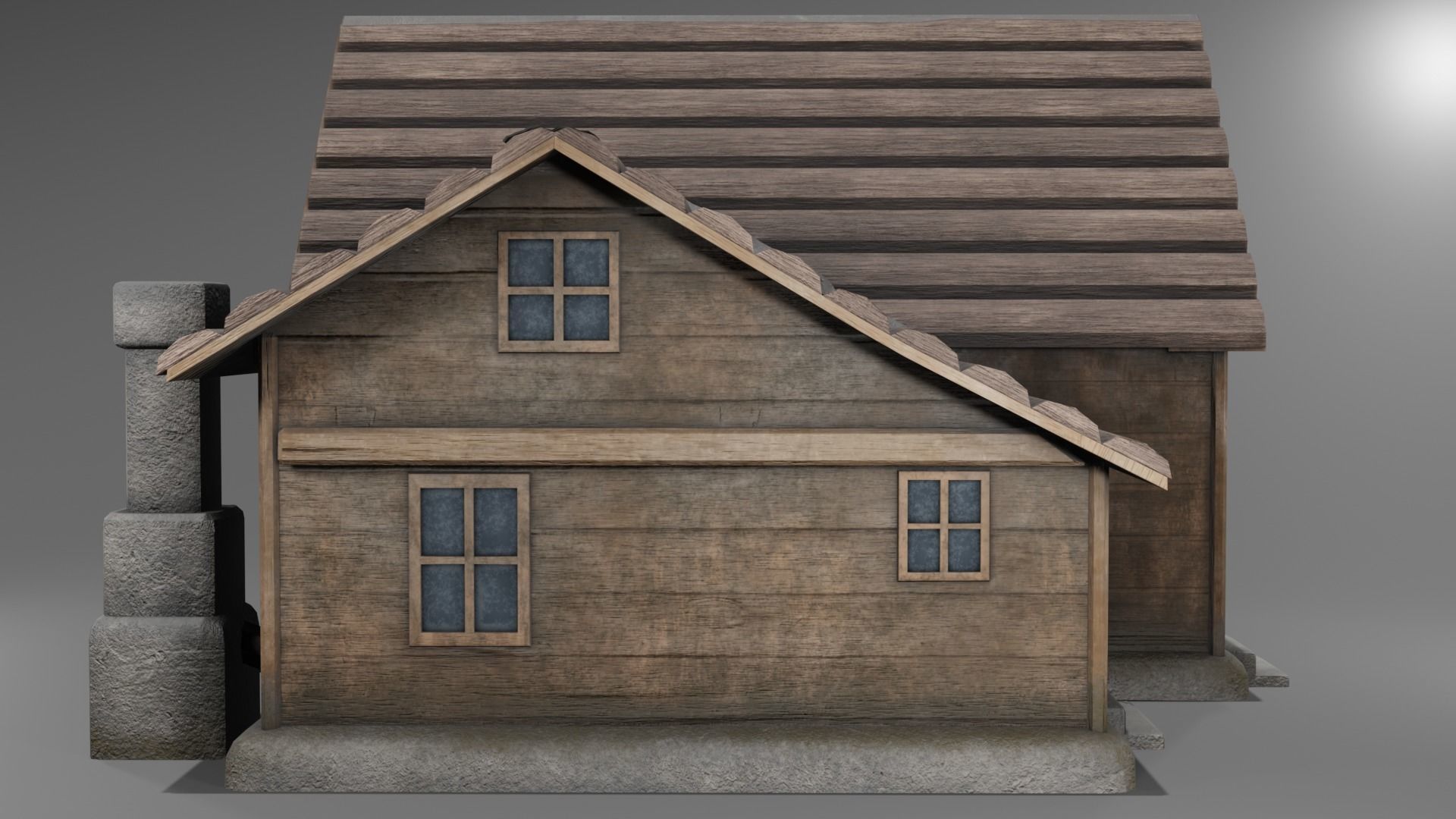 Old Wooden Tavern Low-poly 3D model_5