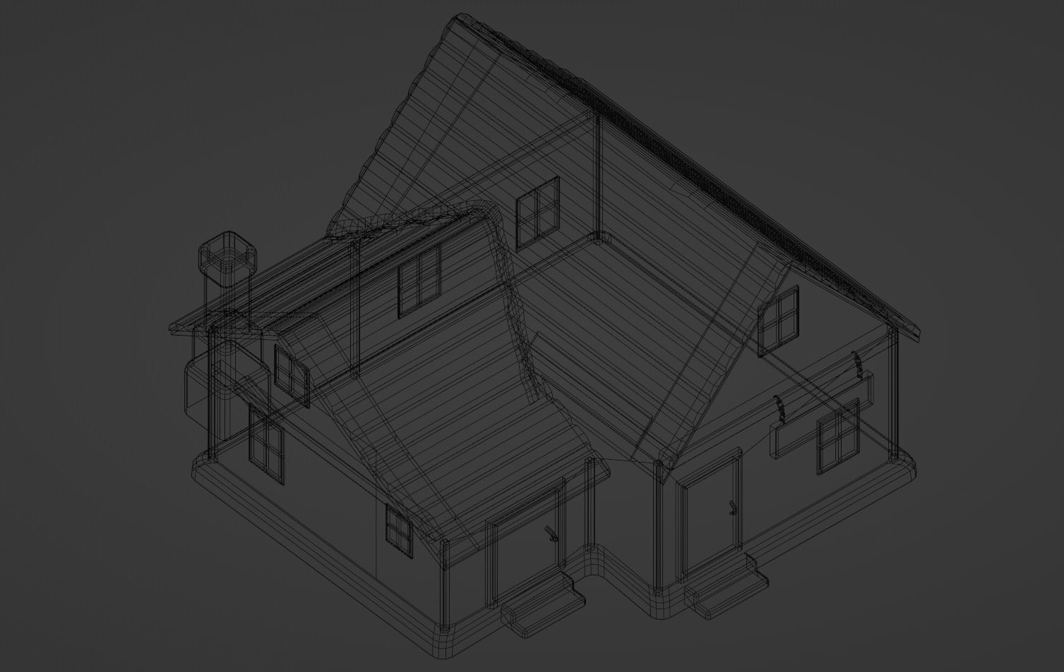 Old Wooden Tavern Low-poly 3D model_10
