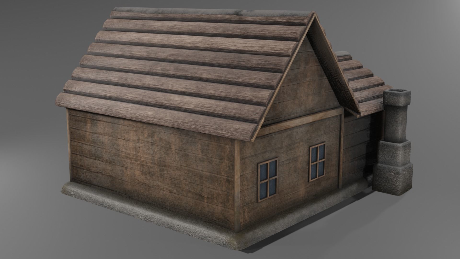 Old Wooden Tavern Low-poly 3D model_2